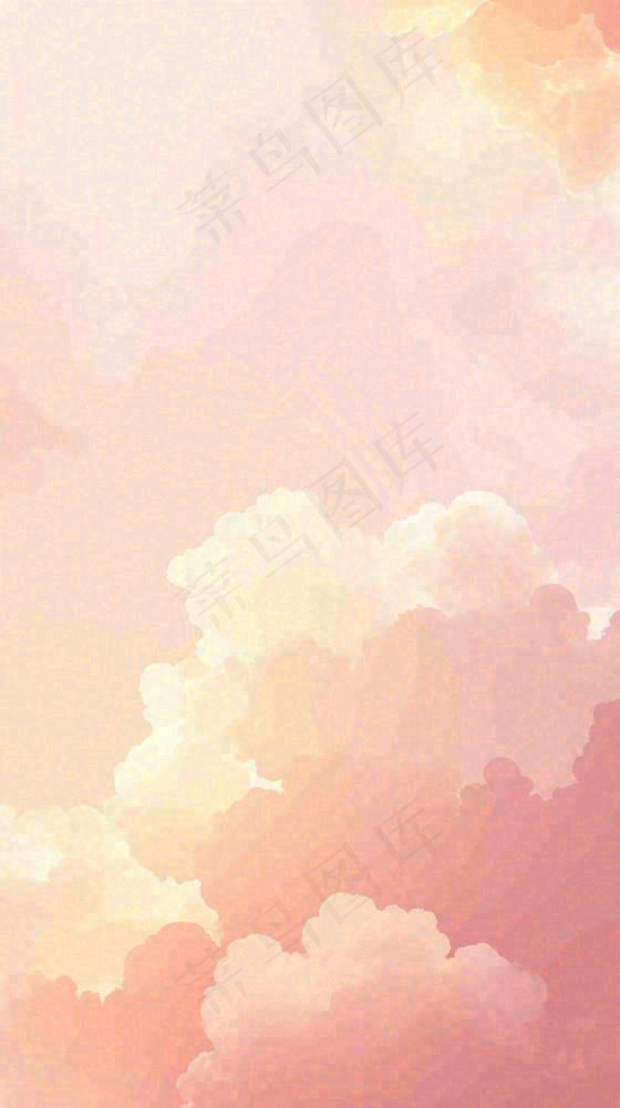 粉黄色渐变温暖云层白云可爱插画手绘