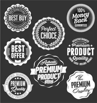 免抠黑白圆形标签