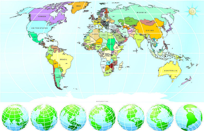 新版世界地图矢量世界地图电子版CDR高清印刷AI素材模板