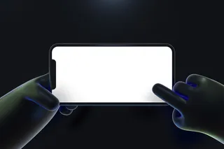 黑色手持苹果手机点击插画展示样机