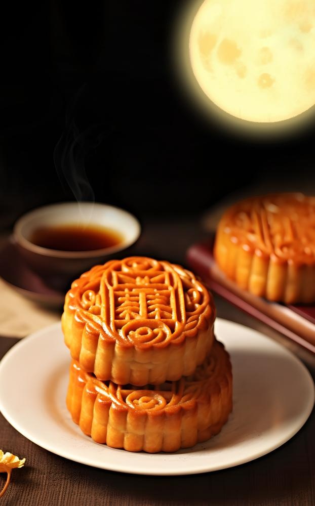 中秋月饼月亮摄影图(2400x3855)