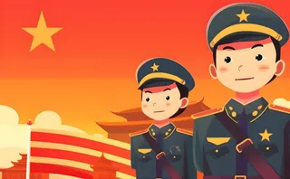 军人*红色卡通插画背景