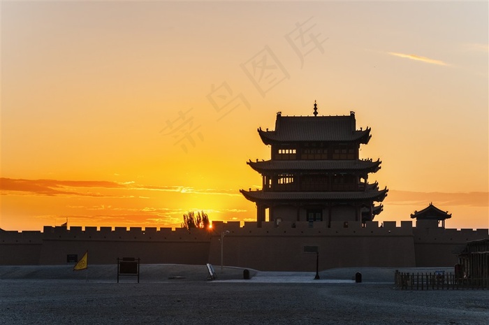 雄关晚霞风景图片素材
