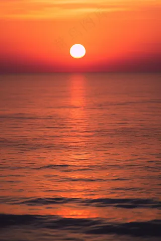海洋海边日出日落夕阳摄影图