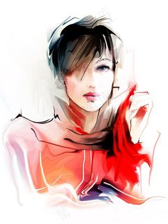 好看的国外手绘美女