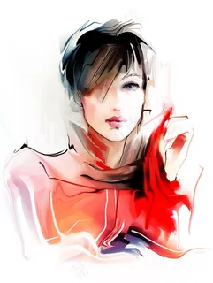 好看的国外手绘美女