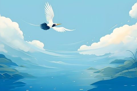 国风意境晚霞山云背景