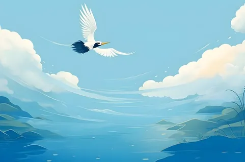 国风意境晚霞山云背景