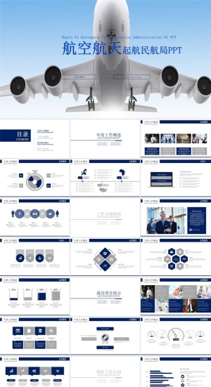 飞机航空公司介绍航天PPT模板ppt模版预览图