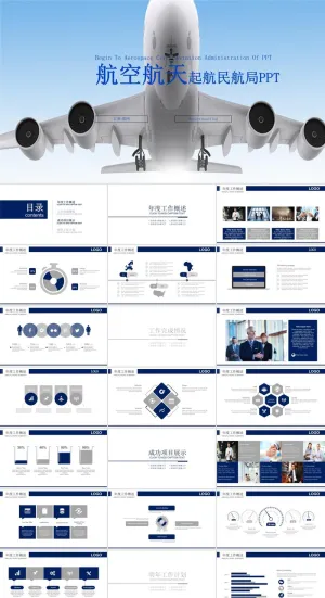 飞机航空公司介绍航天PPT模板ppt模版预览图
