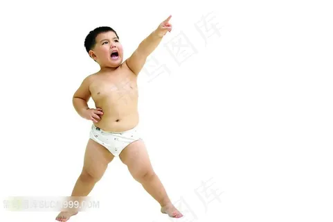 叉腰的胖胖男孩素材