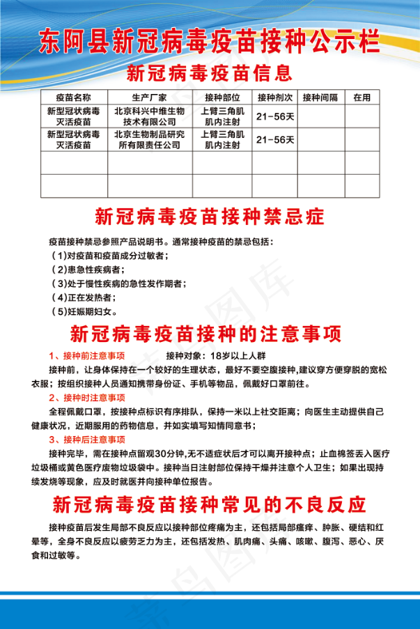 新冠疫苗接种公示栏psd模版下载