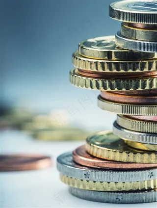 叠放的钱币硬币高清图