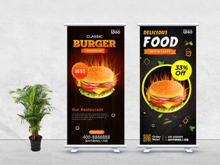 汉堡展架公司展架易拉宝矢量图