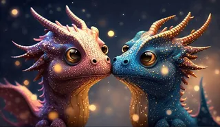 温馨、龙、眼睛、可爱、甜蜜