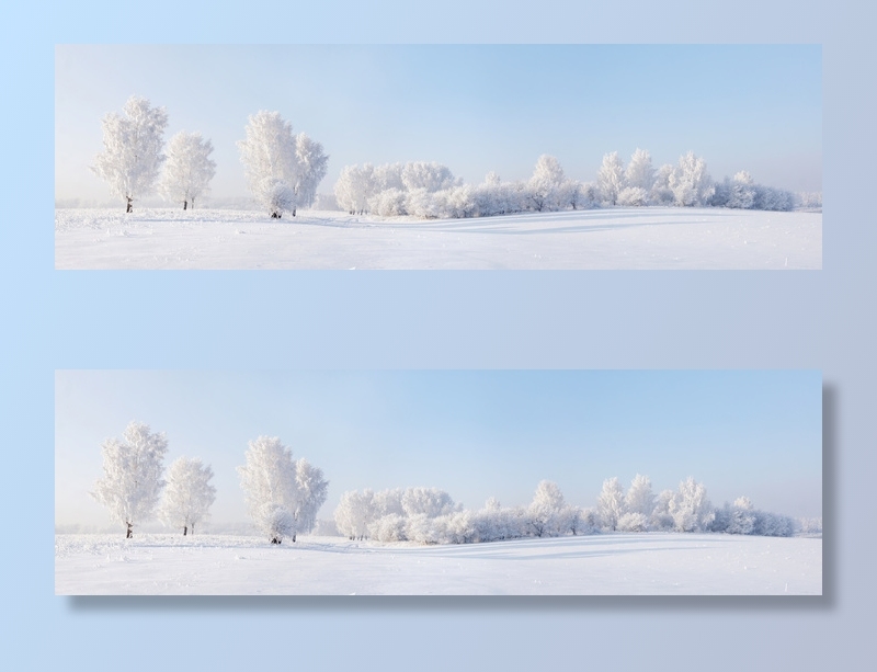 冬天美丽的雪山全景