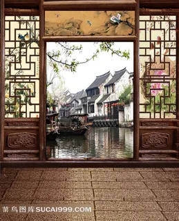 江南小镇唯美风景影楼背景 江南小镇唯美风景影楼背景