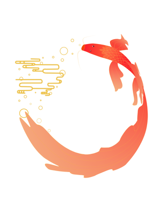 祥云锦鲤渐变简约风画册插图免抠素材