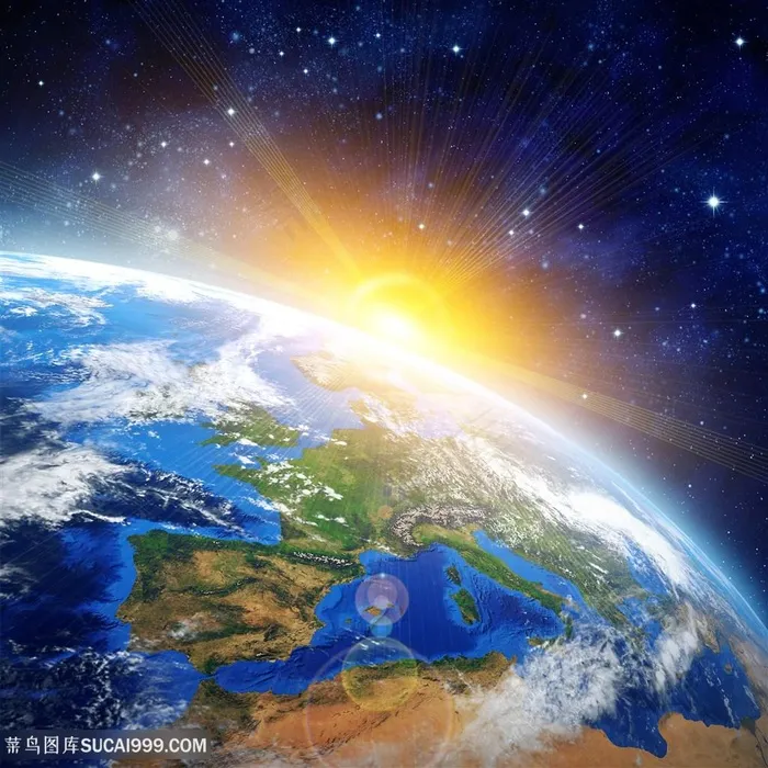 美丽地球与光效景色高清图片