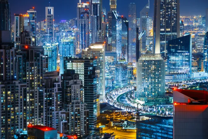 夜晚璀璨城市大城市夜景高端高楼