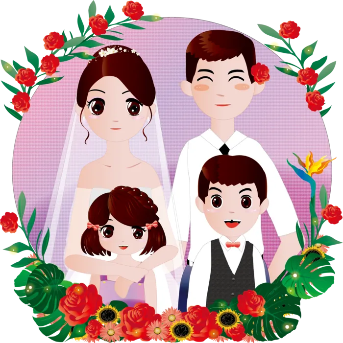 婚纱卡通人物婚礼白纱结婚婚纱摄影手绘