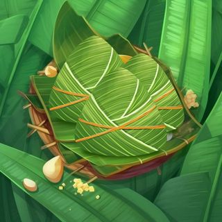 粽子绿叶素材背景