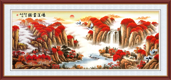 鸿运当头墙画壁画psd模版下载