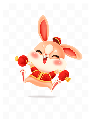 癸卯新春兔年节日红色喜庆贺年卡通生肖形象