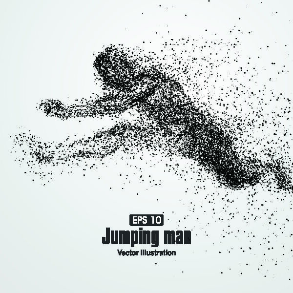 矢量科技动感粒子元素EPS运动人物动物点状创意矢量科幻设计素材