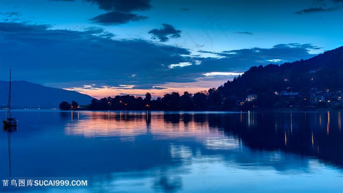 夕阳湖畔美景壁纸