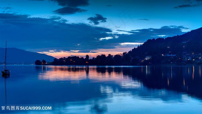 夕阳湖畔美景壁纸