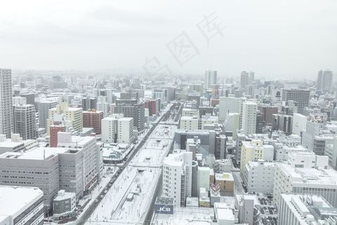 冬天日本札幌大街俯视图 冬天日本札幌大街俯视图