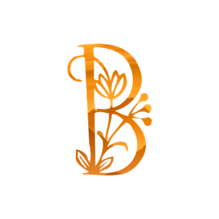 字母B金黄色插画海报