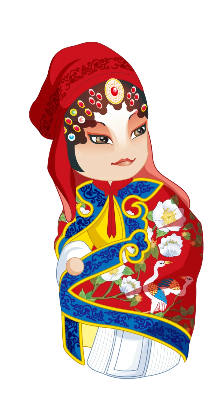 卡通京剧戏剧人物脸谱插画PNG图片 国潮中国风Q版戏剧人物PS素材
