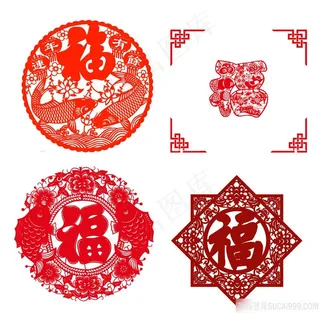 花绘动物造型红色喜庆福临门PNG素材集合图片