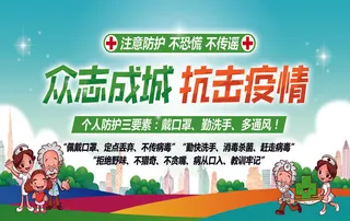 抗击疫情宣传海报PSD素材