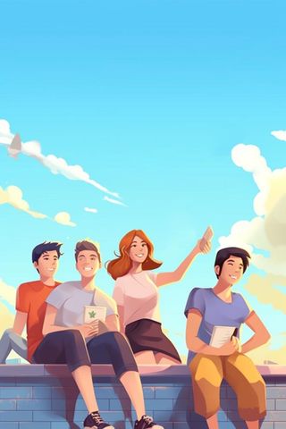 暑期少年毕业旅行插画背景