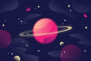 可爱卡通紫色星空天空宇宙太空星球星系幻彩背景