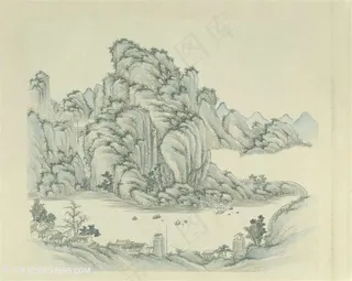 清代张若澄作品燕山八景之居庸叠翠国画图片