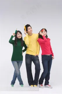 拿铅笔的都市青年男女素材