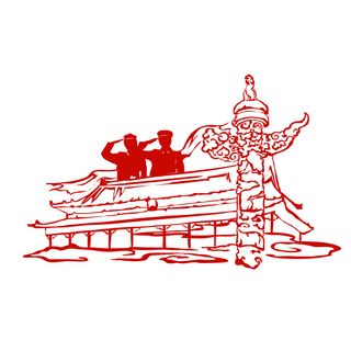 手绘建党节建军节国庆节红色剪影素材