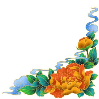 手绘国潮中国风古典牡丹花国花花卉装饰图案PSD设计素材