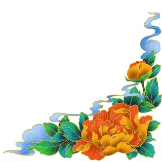 手绘国潮中国风古典牡丹花国花花卉装饰图案PSD设计素材