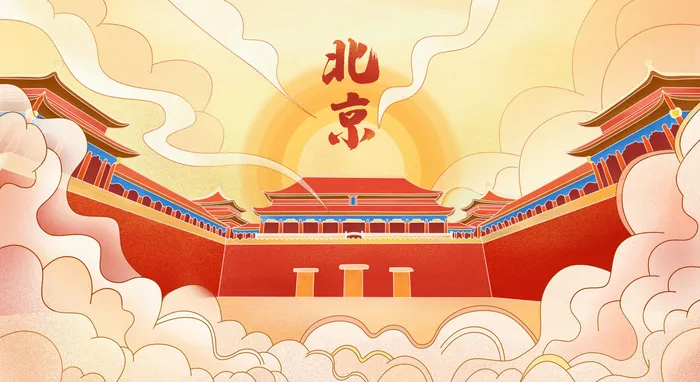 中国风国潮古建筑地标城市古风建筑阁楼印象地标手绘插画PSD素材psd模版下载