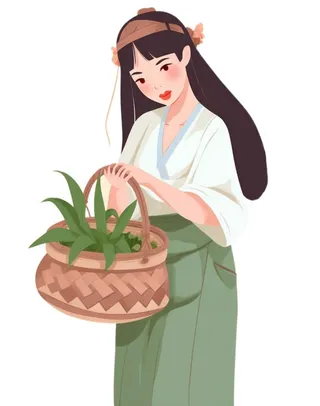 卡通挑秧农民元素