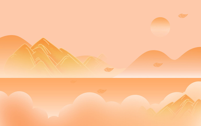 中国风国潮风山水祥云插画图案首页装修海报背景PSD设计模板素材