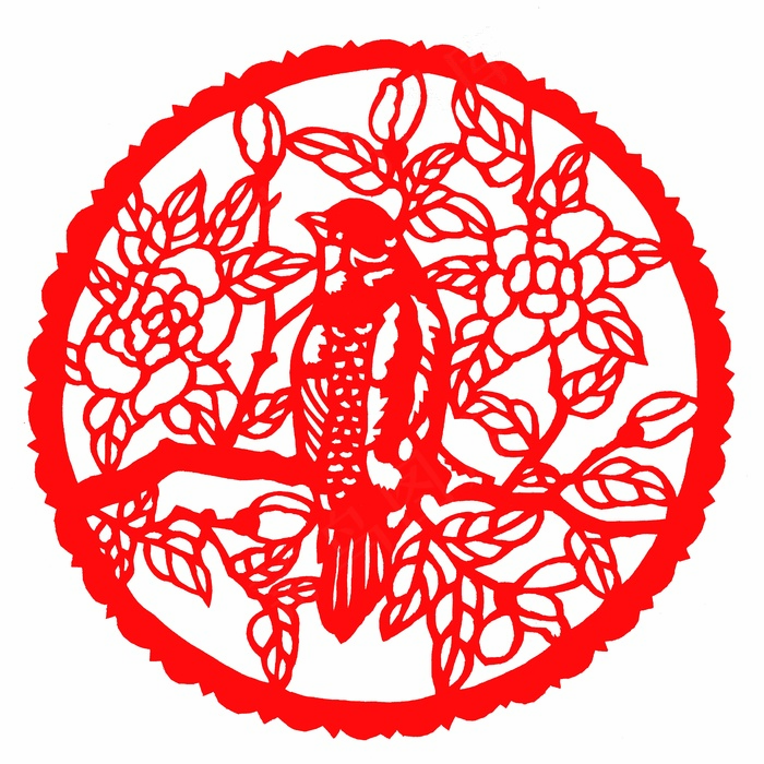 花鸟剪纸 剪纸风元素psd模版下载