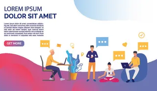 扁平化人物场景办公互联网等距ai矢量设计网页海报UI素材插画