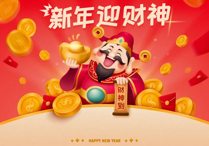 2022虎年春节团圆过大年年货赶集除夕年夜饭财神红包矢量插画eps,ai矢量模版下载