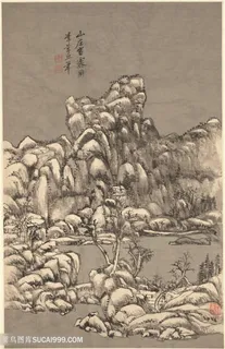 清代王原祁山水图册山庄雷霁图李营丘笔国画图片 清代王原祁山水图册山庄雷霁图李营丘笔国画图片